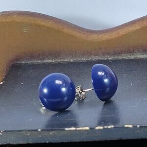 Bold Blue Stud Earrings with Glossy Finish, Vibrant, Modern, and Stylish Design